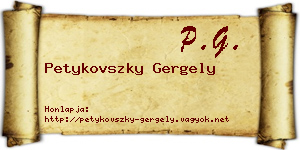 Petykovszky Gergely névjegykártya